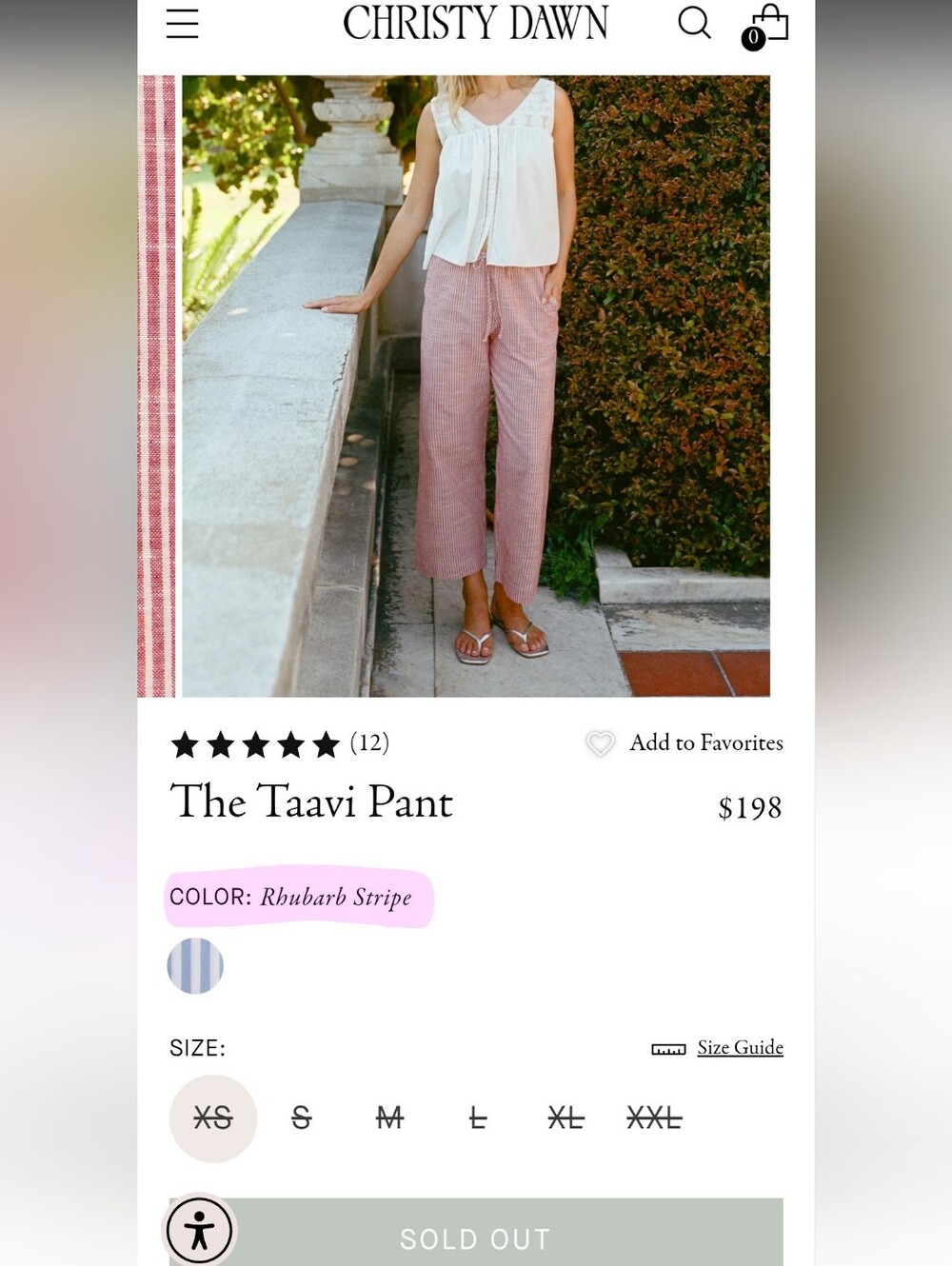 Christy Dawn, Taavi Pant, Rhubarb Stripe - XS